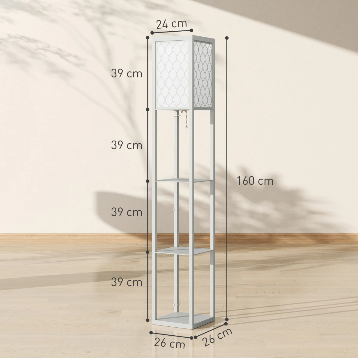 HOMCOM HOMCOM Modern Floor Lamp with Three Shelves for Space Savers - Lamp