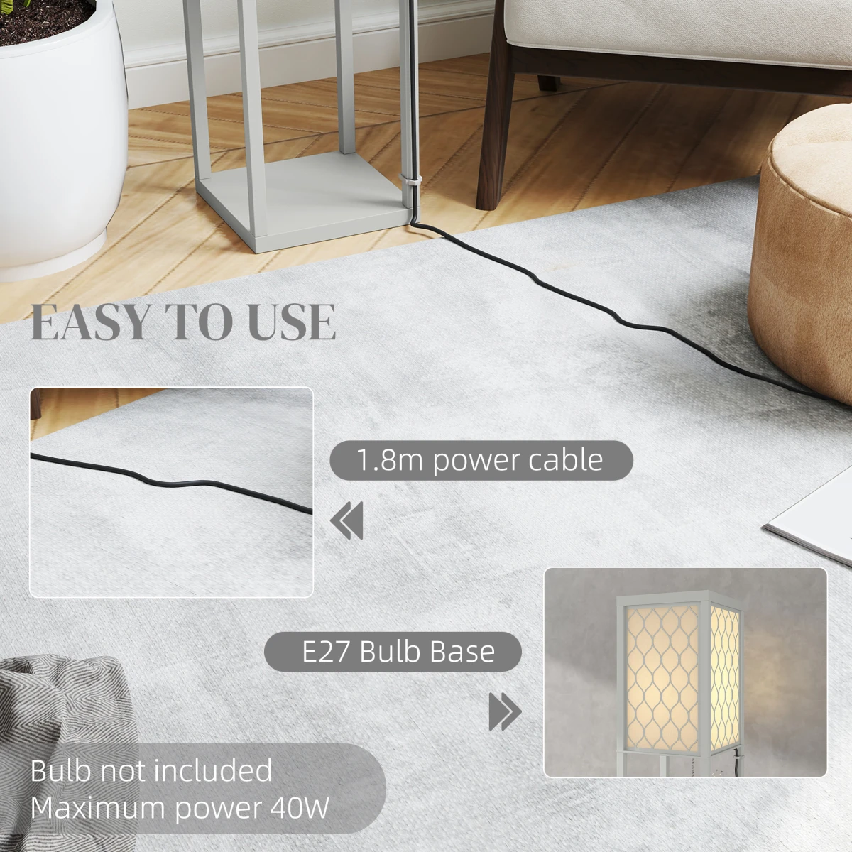 HOMCOM HOMCOM Modern Floor Lamp with Three Shelves for Space Savers - Lamp