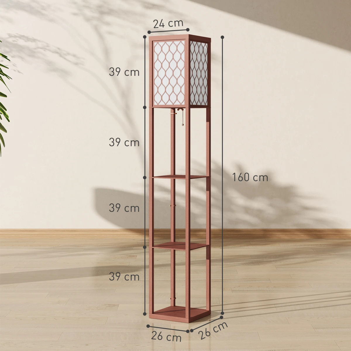 HOMCOM Modern Floor Lamp with Three Shelves for Space Savers by HOMCOM