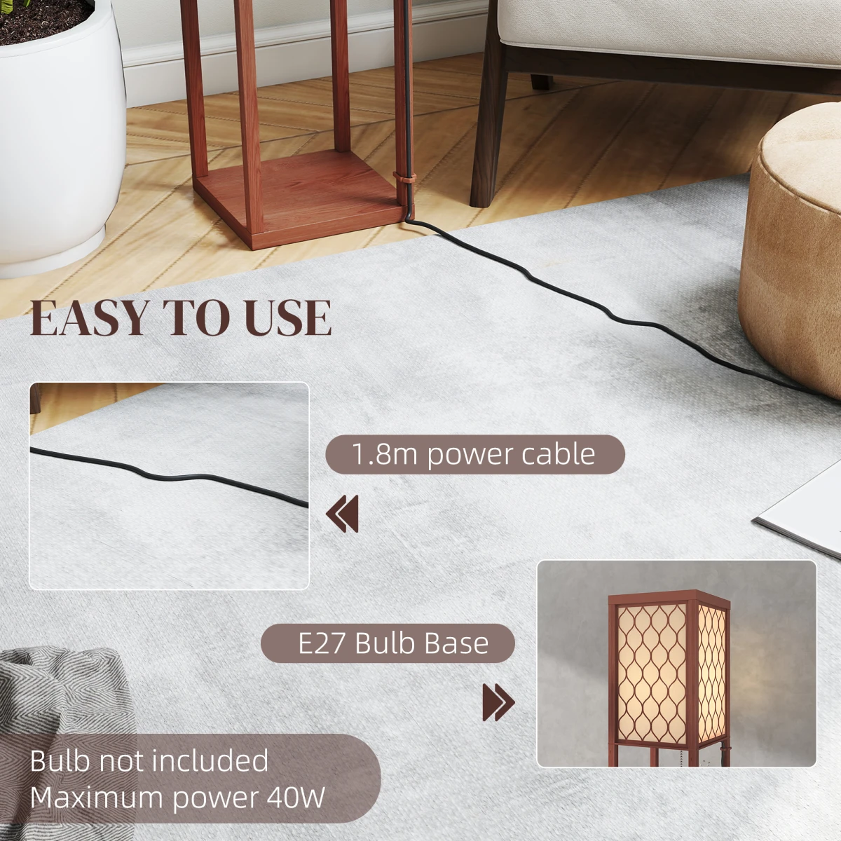 HOMCOM Modern Floor Lamp with Three Shelves for Space Savers by HOMCOM