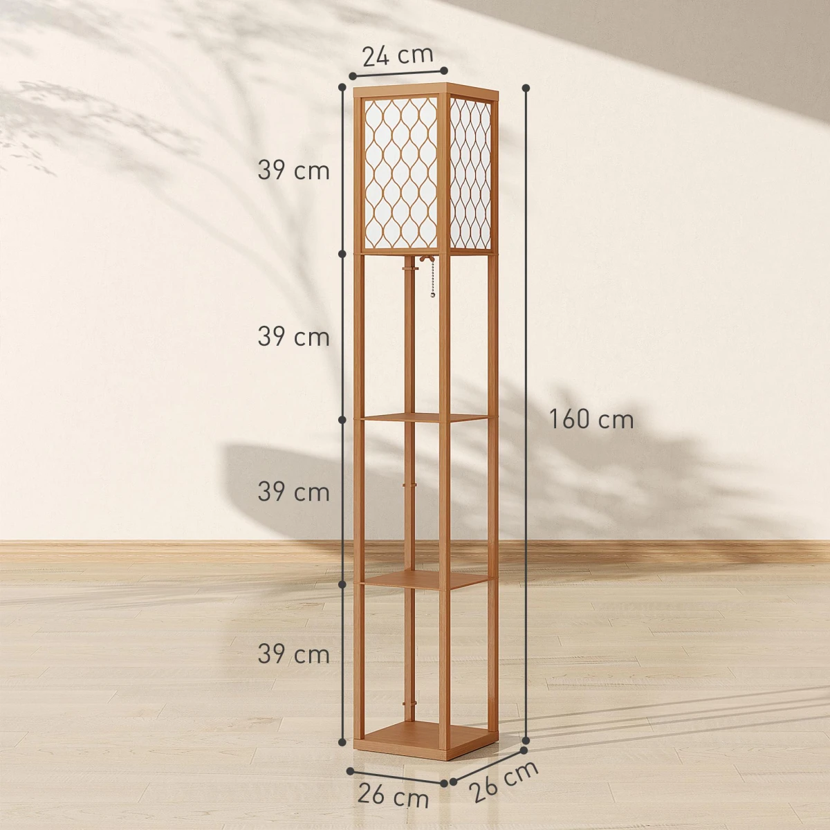 HOMCOM HOMCOM Modern Floor Lamp with Three Shelves for Space Savers - Lamp