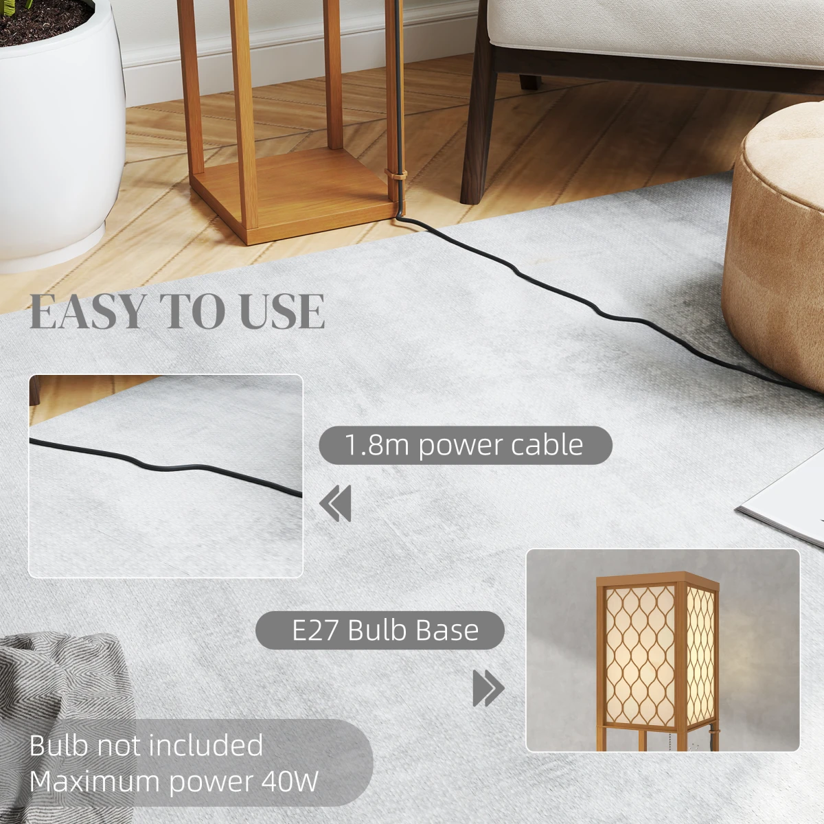 HOMCOM HOMCOM Modern Floor Lamp with Three Shelves for Space Savers - Lamp