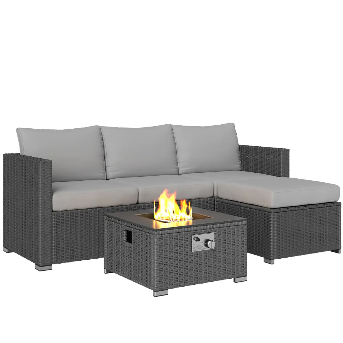 Outsunny Outsunny 4 Seater Rattan Sofa Set with Footstool Thick Cushions - Garden Sofa Sets