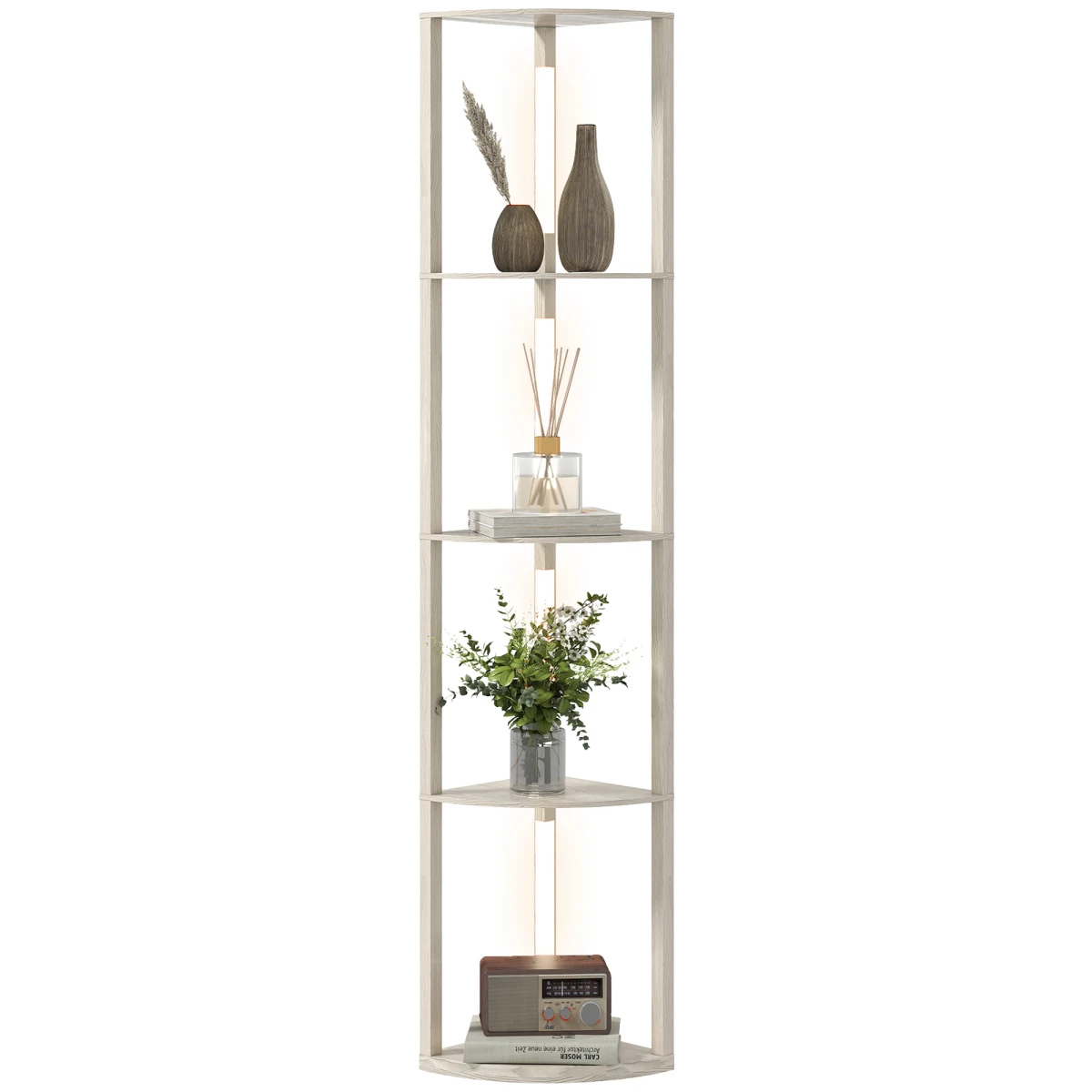 HOMCOM HOMCOM Corner Floor Lamp with Three Shelves and Dimmable Light - Lamp