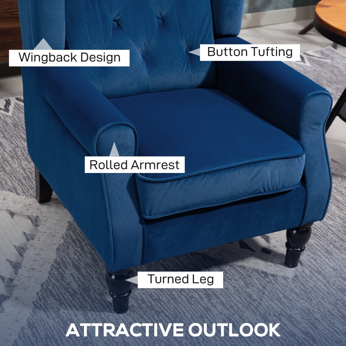 HOMCOM Wingback Accent Chair Tufted Retro Upholstery by HOMCOM