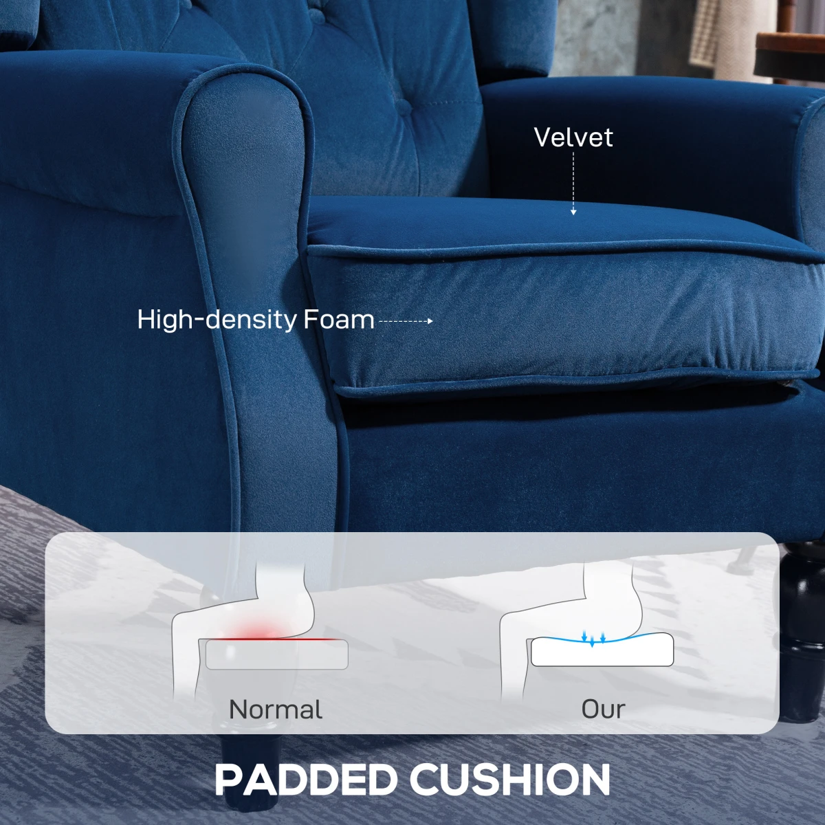 HOMCOM Wingback Accent Chair Tufted Retro Upholstery by HOMCOM