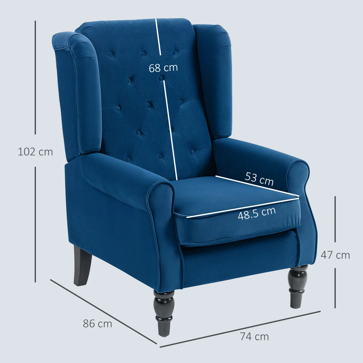 HOMCOM Wingback Accent Chair Tufted Retro Upholstery by HOMCOM