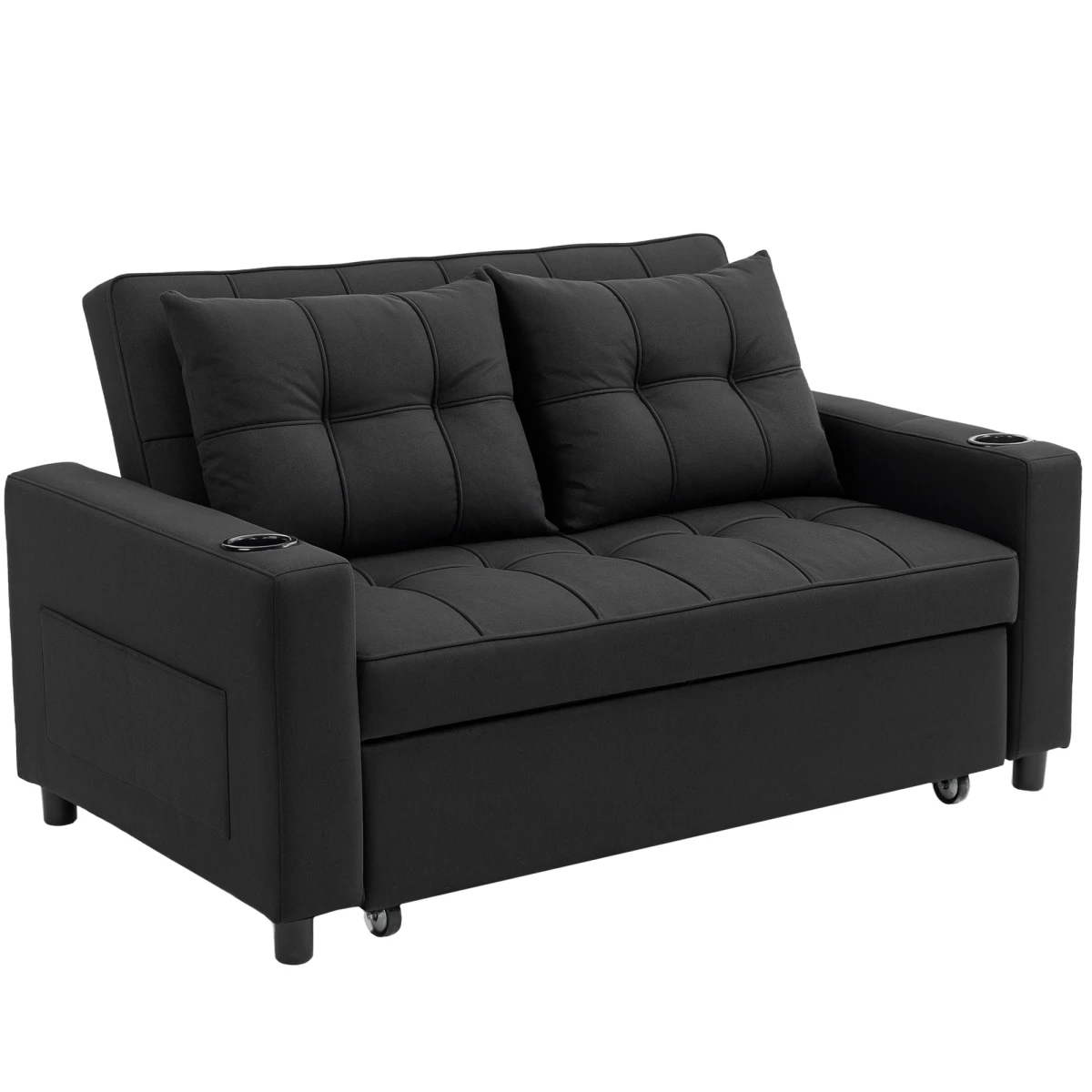 HOMCOM 2 Seater Sofa Bed With Pockets For Small Rooms - Sofa