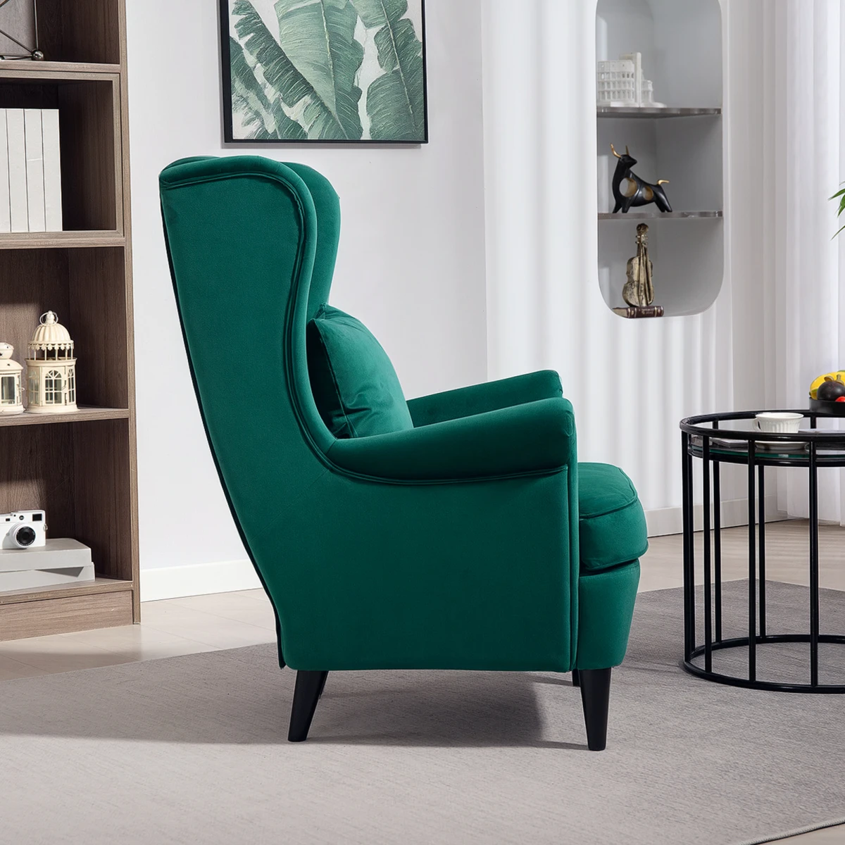 HOMCOM Wingback Chair 70cm High Velvet Comfort Living Room by HOMCOM