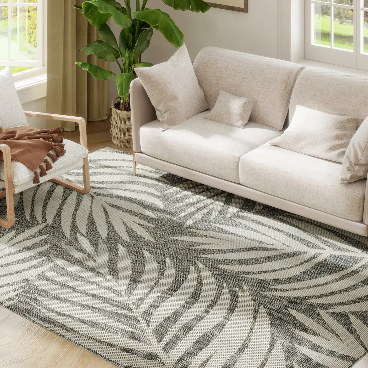 HOMCOM Easy-Cleaning Machine Washable Rug for Patio, Garden - Rug
