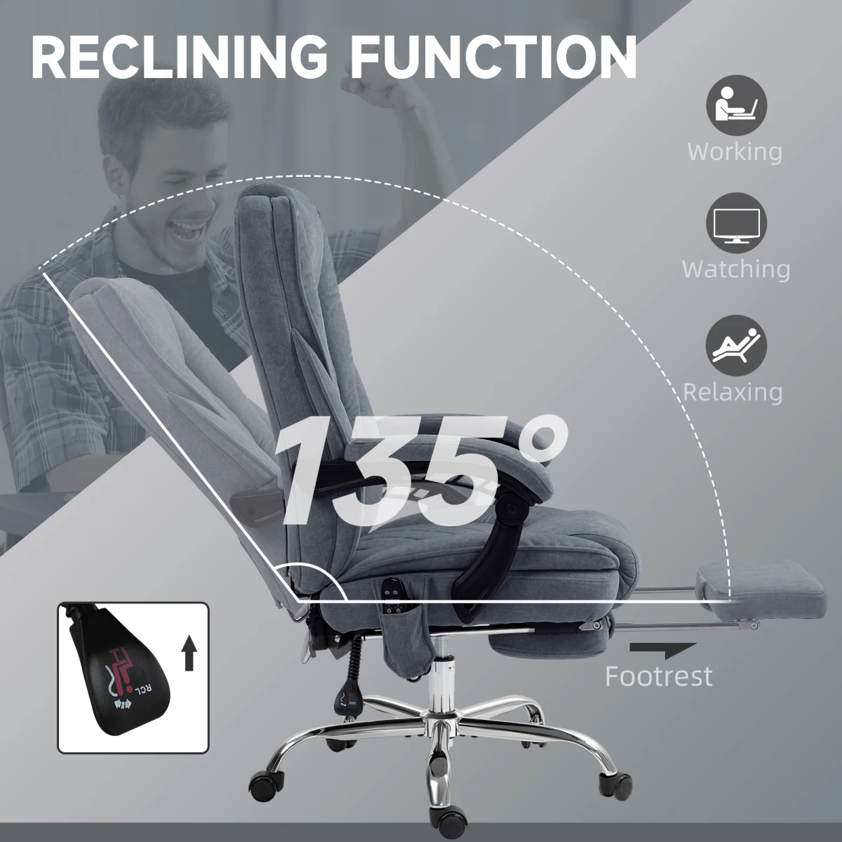 Vinsetto Vinsetto Massage Office Chair Six Point Massage For Desk - Office Chair