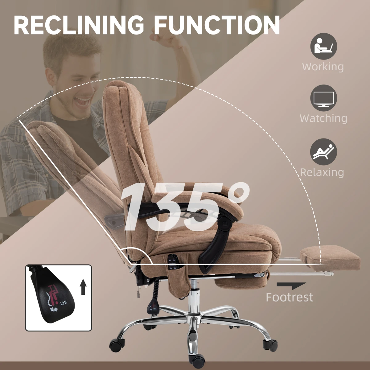 Vinsetto Massage Office Chair Six Point Massage For Desk by Vinsetto