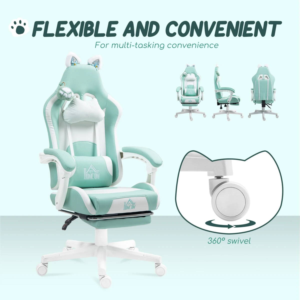 HOMCOM HOMCOM Gaming Chair 44 52cm Seat Reclining Footrest Gamers - Office Chair