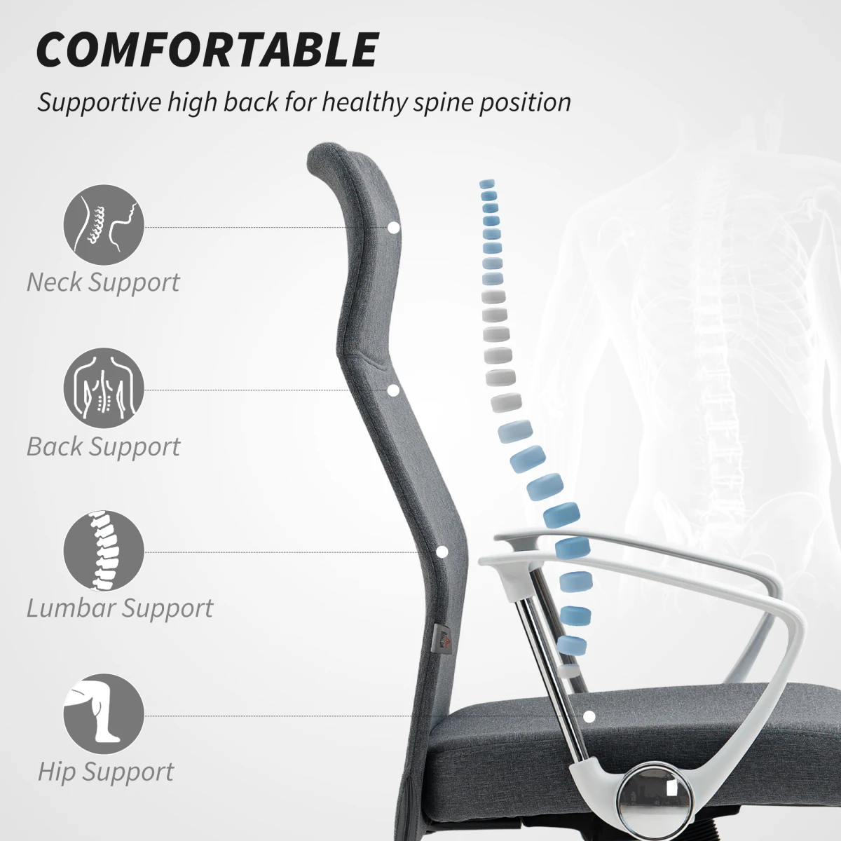 HOMCOM High Back Office Chair Adjustable Tilt For Home by HOMCOM