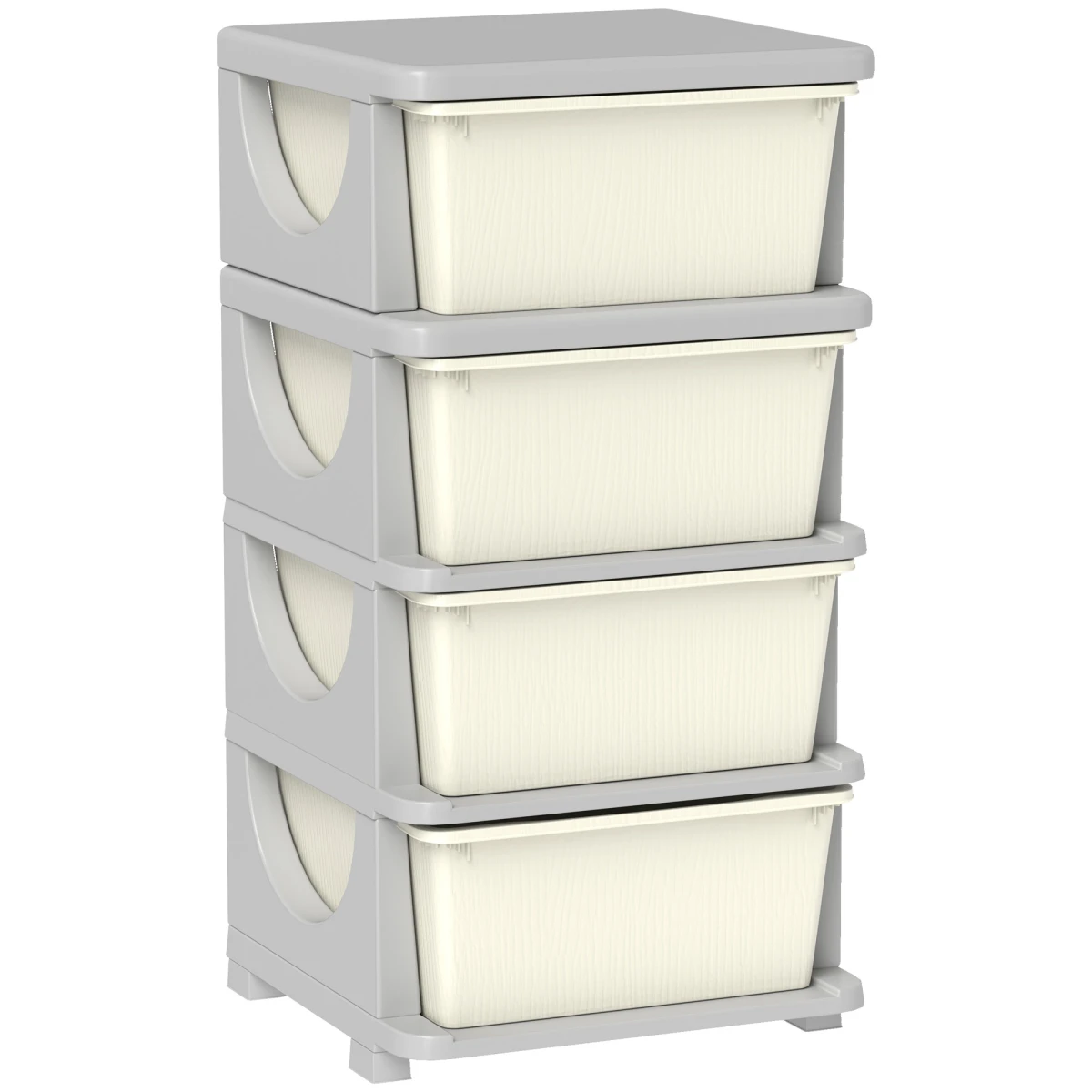 HOMCOM HOMCOM Kids Storage Tower 4 Tier Dresser With Removable Drawers And Safe Rounded Edges Blue - Chest of Drawers