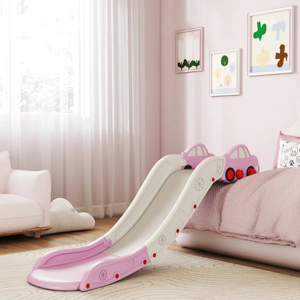 AIYAPLAY AIYAPLAY Kids Slide for Bed, Sofa, Easy to Assemble, Grey - Bed Frames