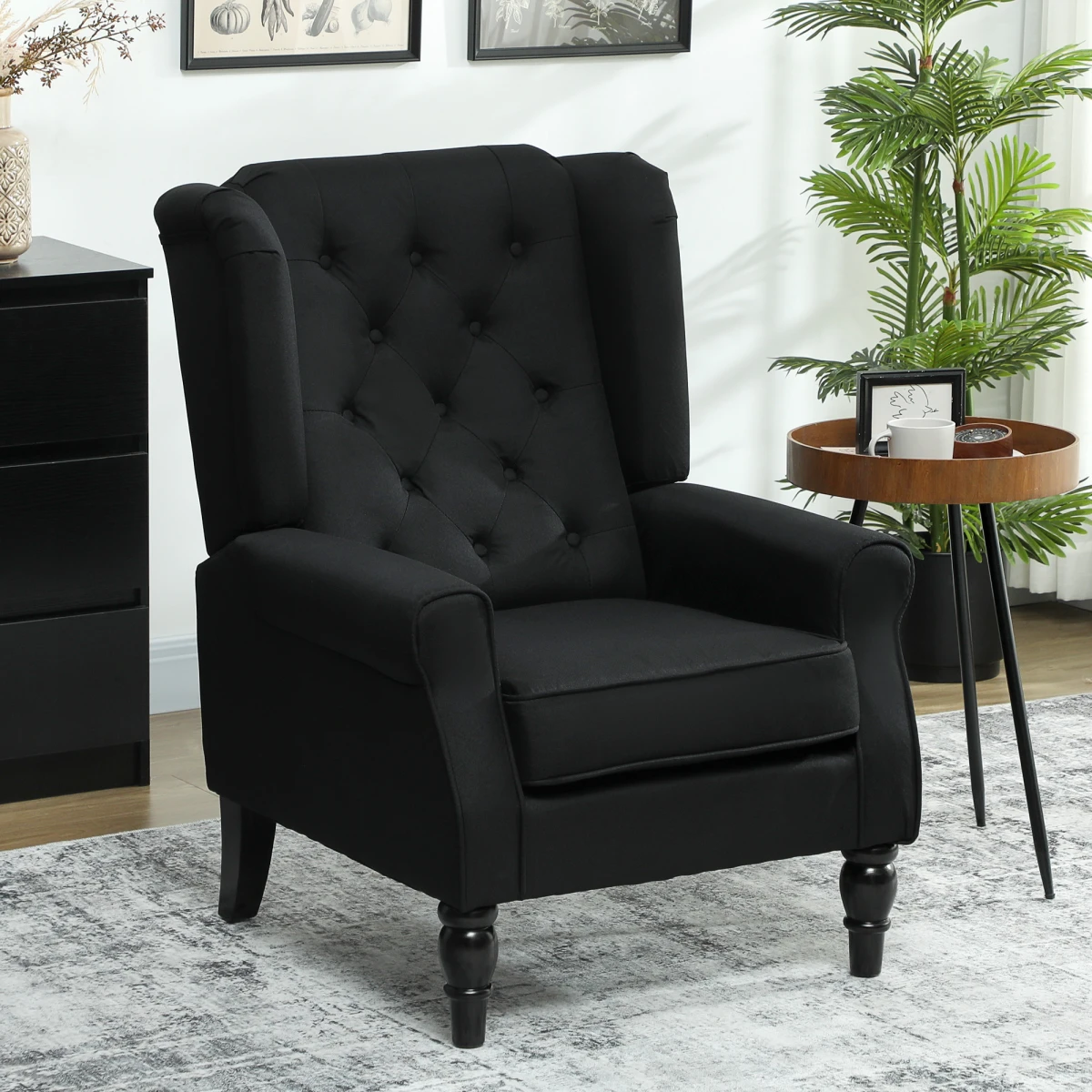HOMCOM HOMCOM Wingback Accent Chair Tufted Retro Upholstery - Accent Chair