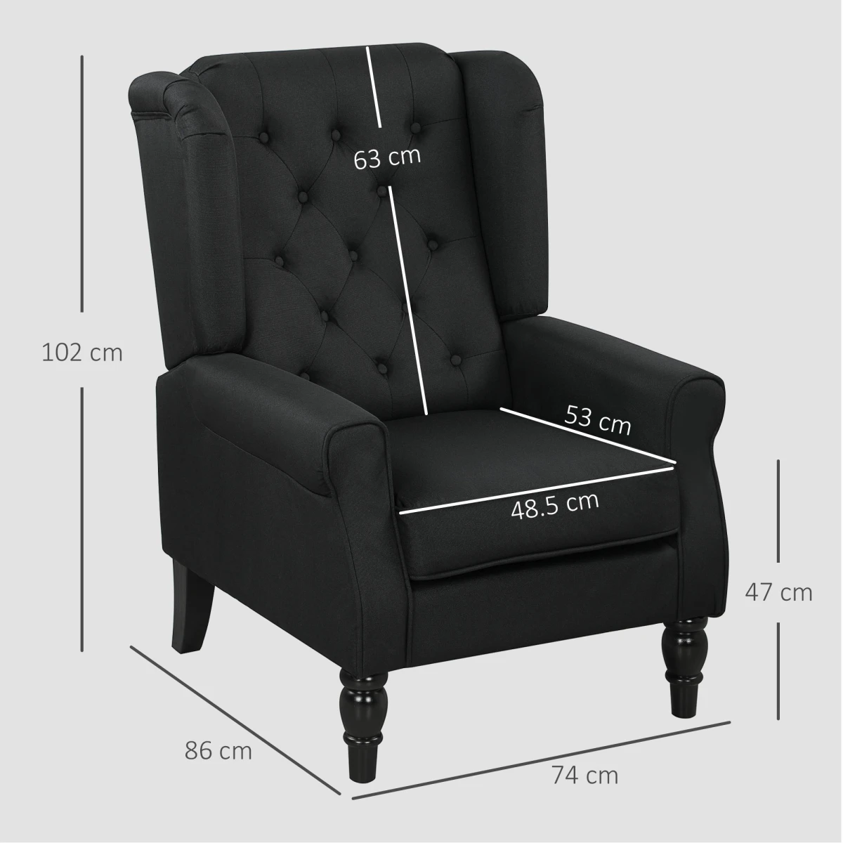 HOMCOM HOMCOM Wingback Accent Chair Tufted Retro Upholstery - Accent Chair