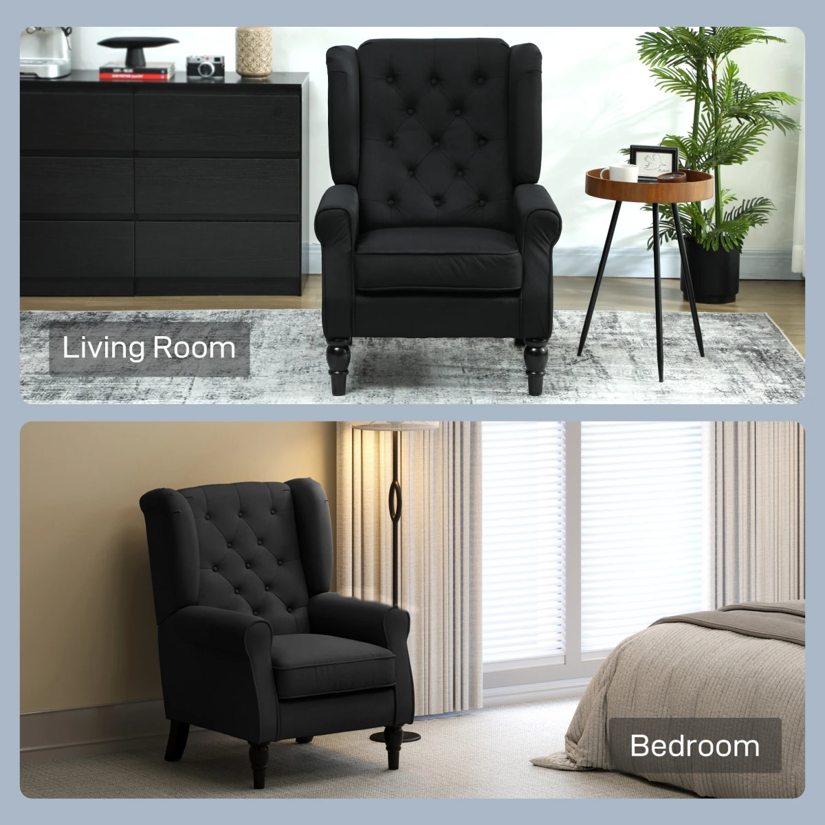 HOMCOM HOMCOM Wingback Accent Chair Tufted Retro Upholstery - Accent Chair
