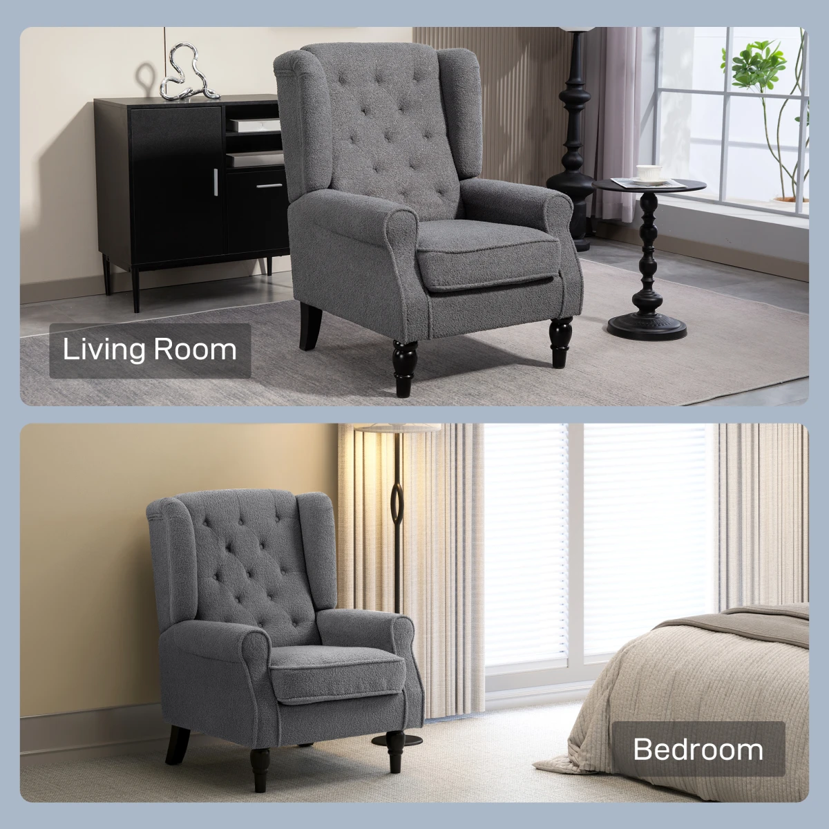 HOMCOM Wingback Accent Chair Tufted Retro Upholstery by HOMCOM