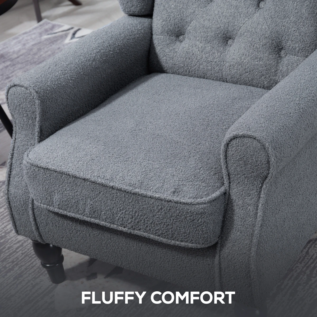 HOMCOM HOMCOM Wingback Accent Chair Tufted Retro Upholstery - Accent Chair