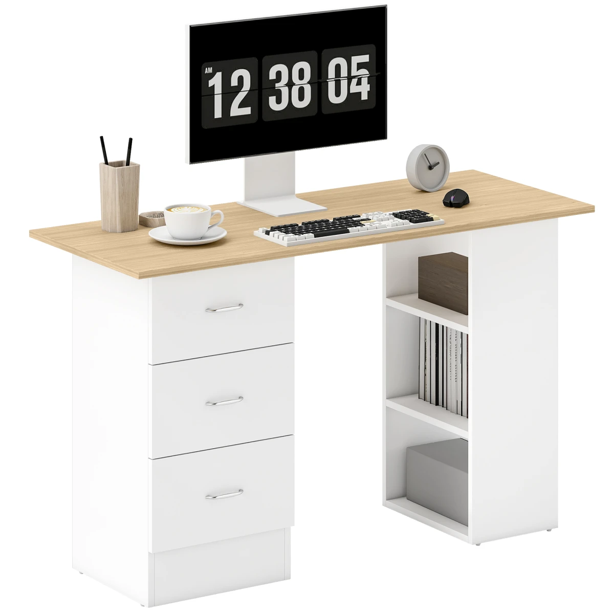 HOMCOM HOMCOM Computer Desk 120cm 3 Drawers Home Office - Desk