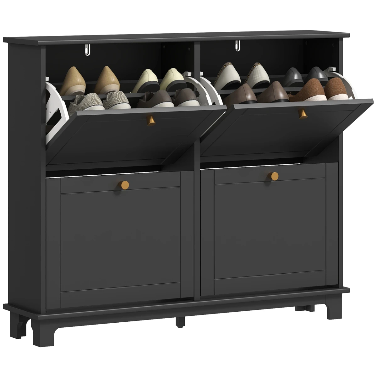 HOMCOM Narrow Shoe Cabinet With 4 Flip Drawers And Adjustable Shelves For Small Spaces by HOMCOM