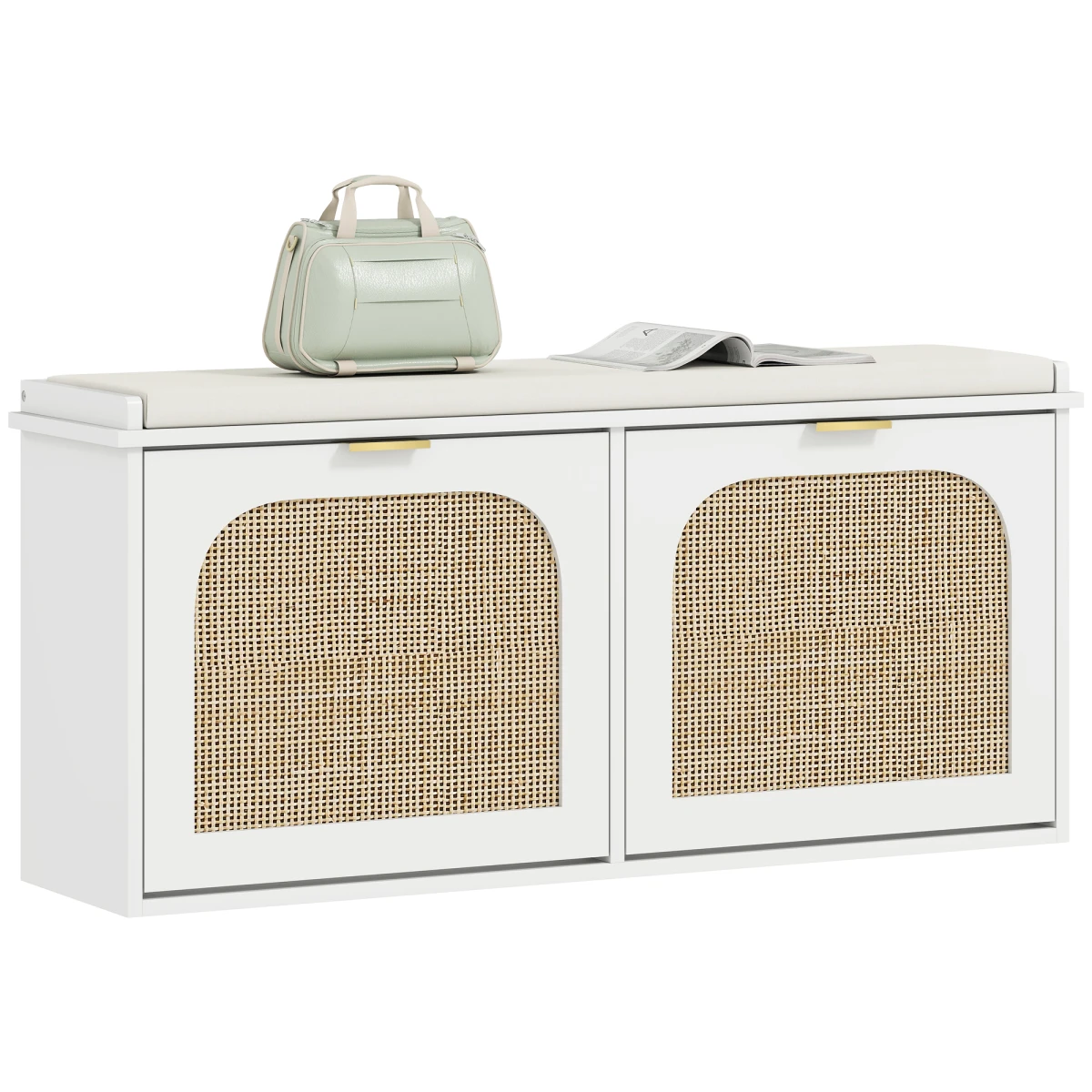 HOMCOM Boho Shoe Bench Cushioned Seat Flip Drawer by HOMCOM
