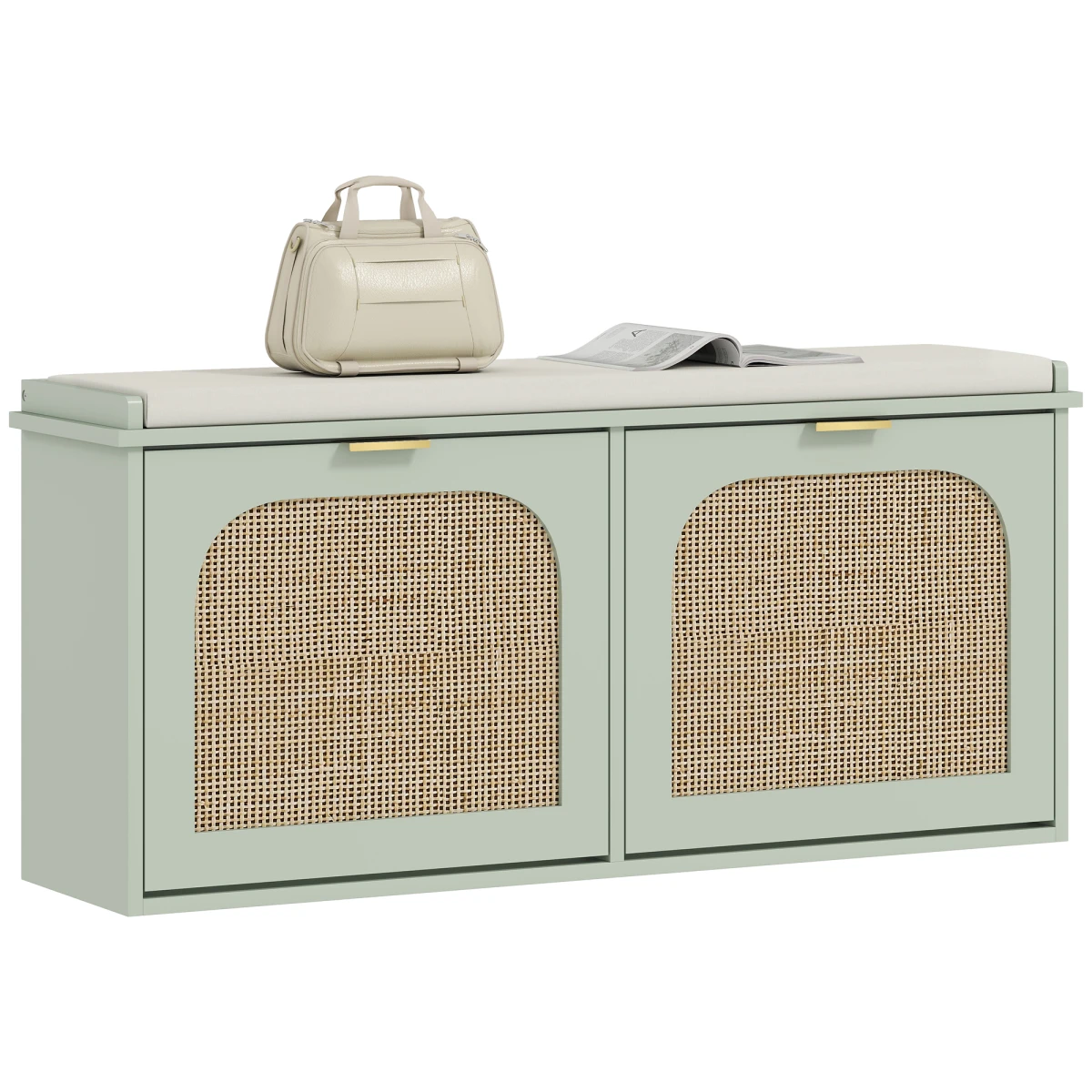 HOMCOM Boho Shoe Bench Cushioned Seat Flip Drawer by HOMCOM