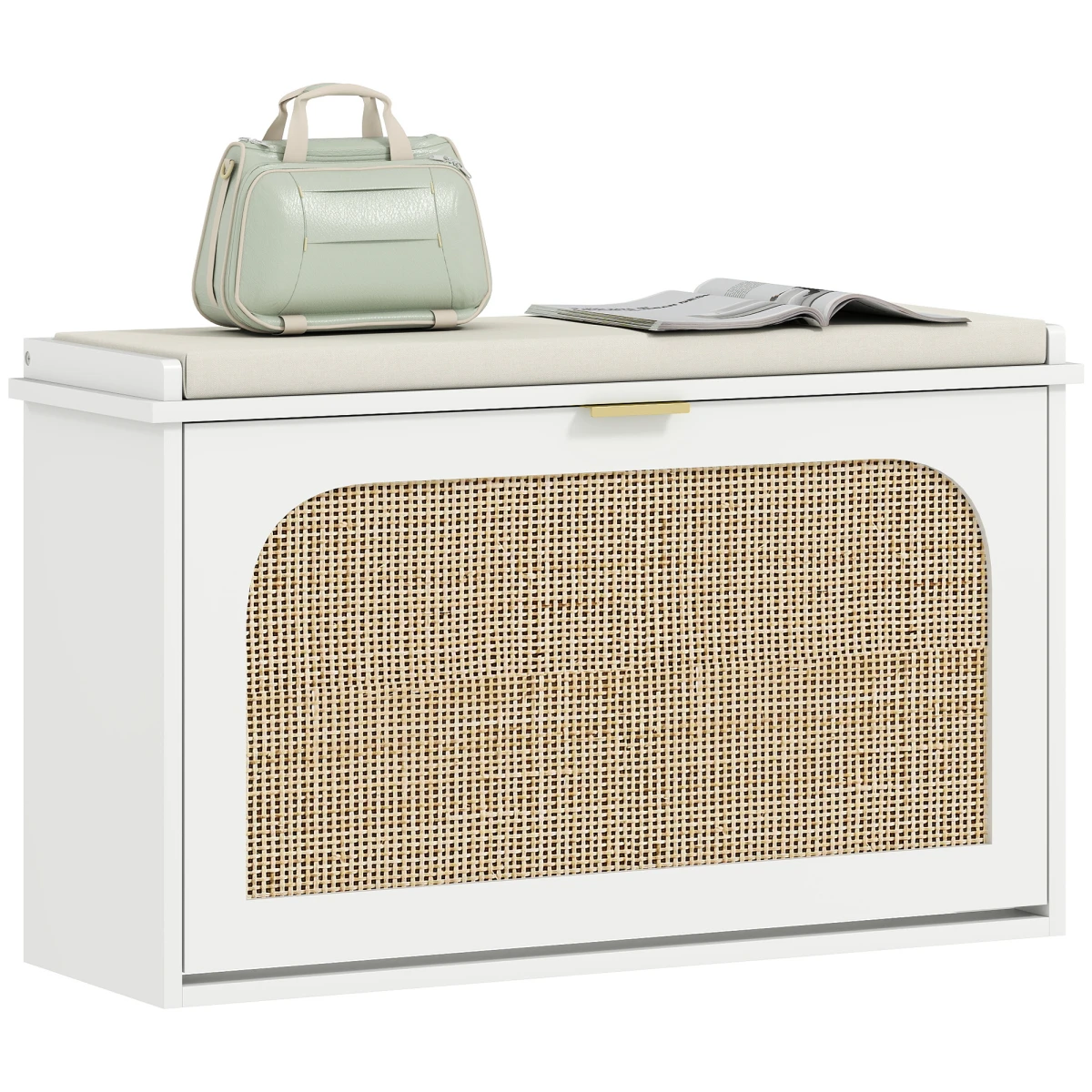 HOMCOM Boho Shoe Bench Cushioned Seat Flip Drawer by HOMCOM