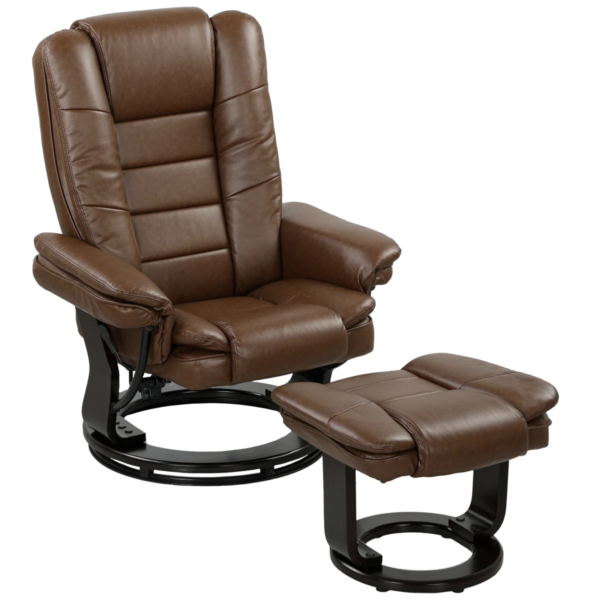 HOMCOM Swivel Recliner With Footrest PU Leather Brown Living by HOMCOM