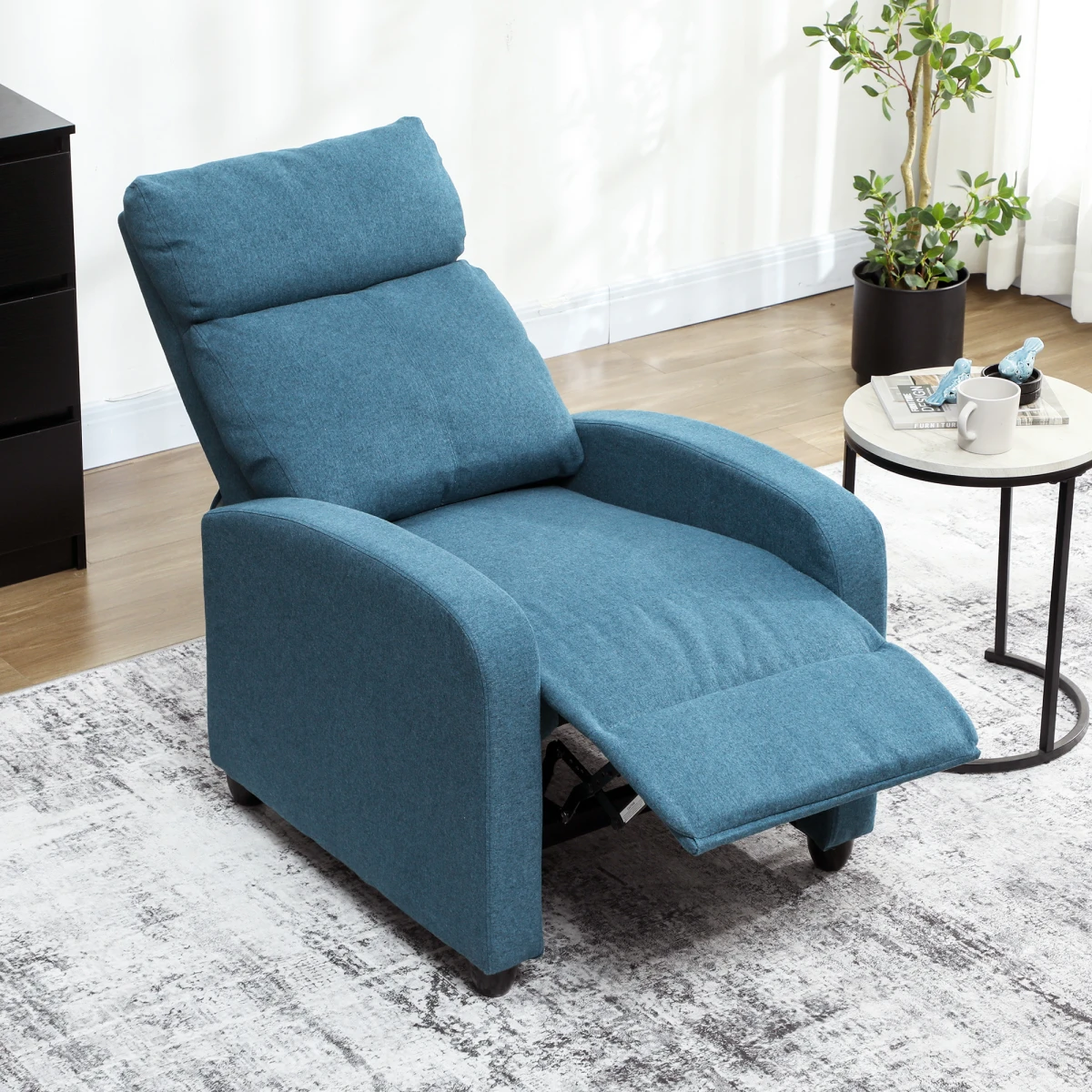 HOMCOM Linen Recliner Chair 135 Degree Recline Comfort Blue by HOMCOM