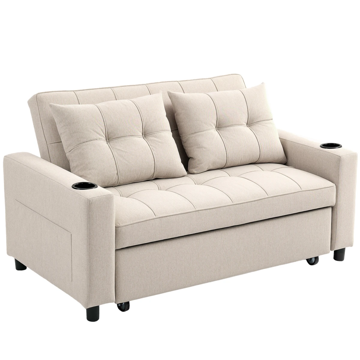 HOMCOM 2 Seater Sofa Bed With Pockets For Small Rooms - Sofa