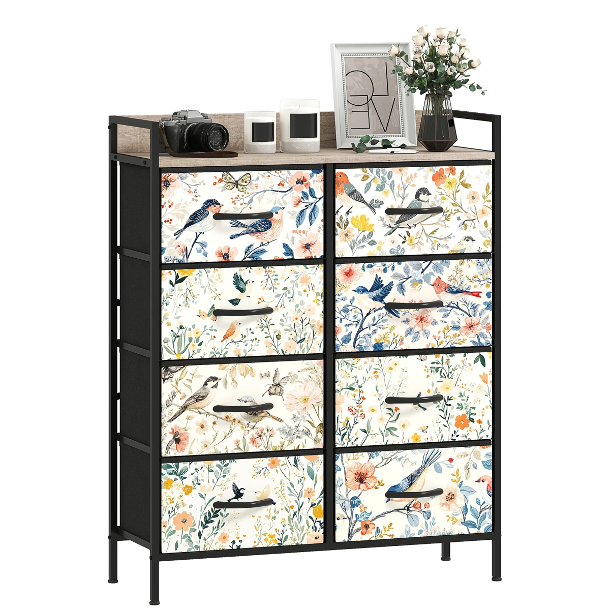 HOMCOM Fabric Dresser 8 Drawers Patterned Bedroom by HOMCOM