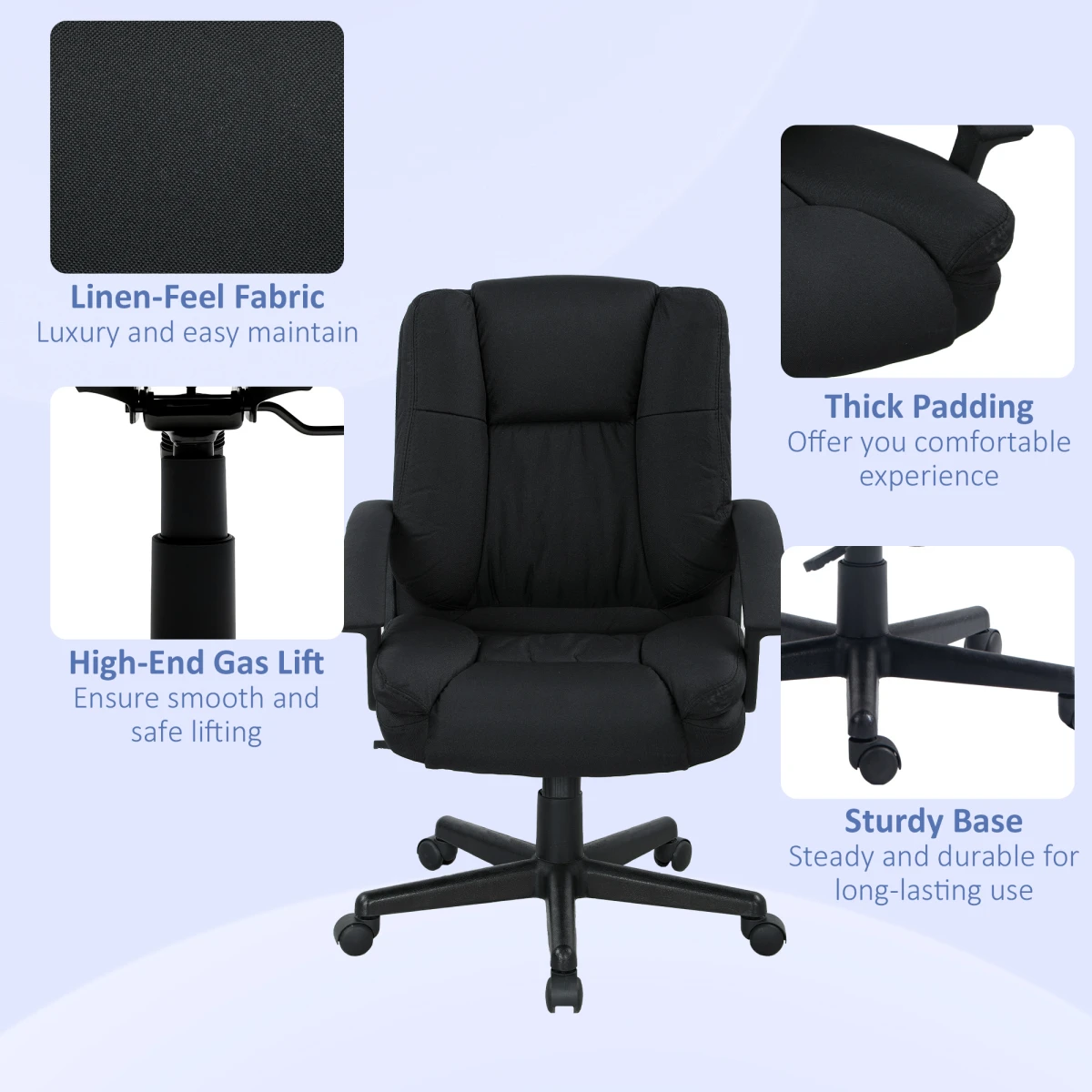 HOMCOM Swivel Office Chair 94-104 Cm Height Padded Armrests by HOMCOM