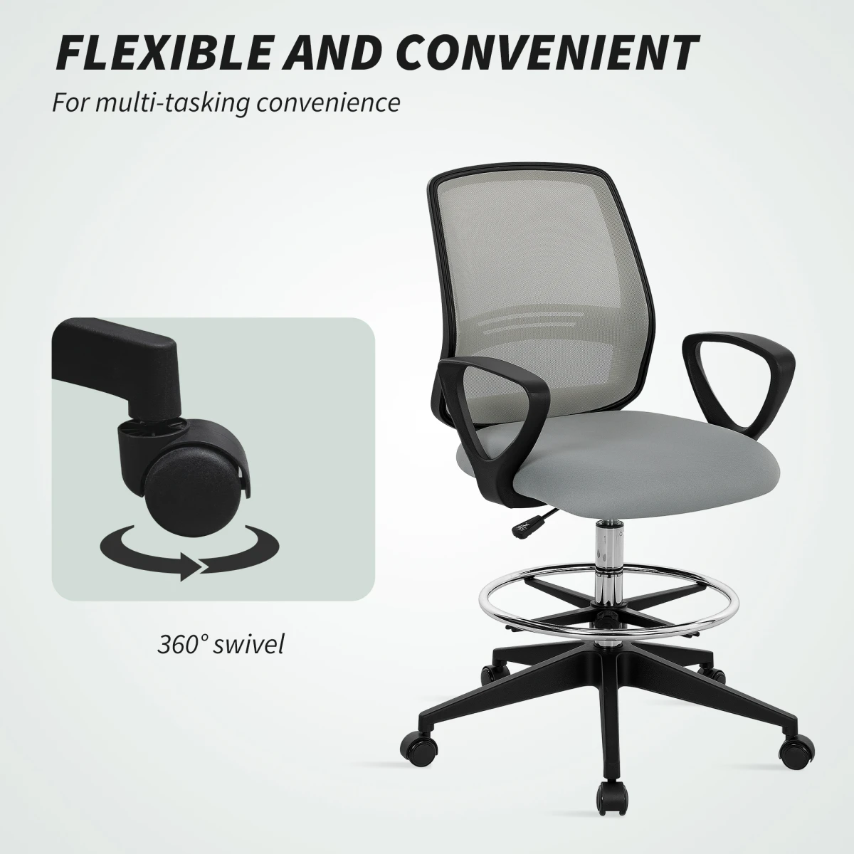 Vinsetto Vinsetto Draughtsman Chair Tall Office Adjustable Drafting - Office Chair