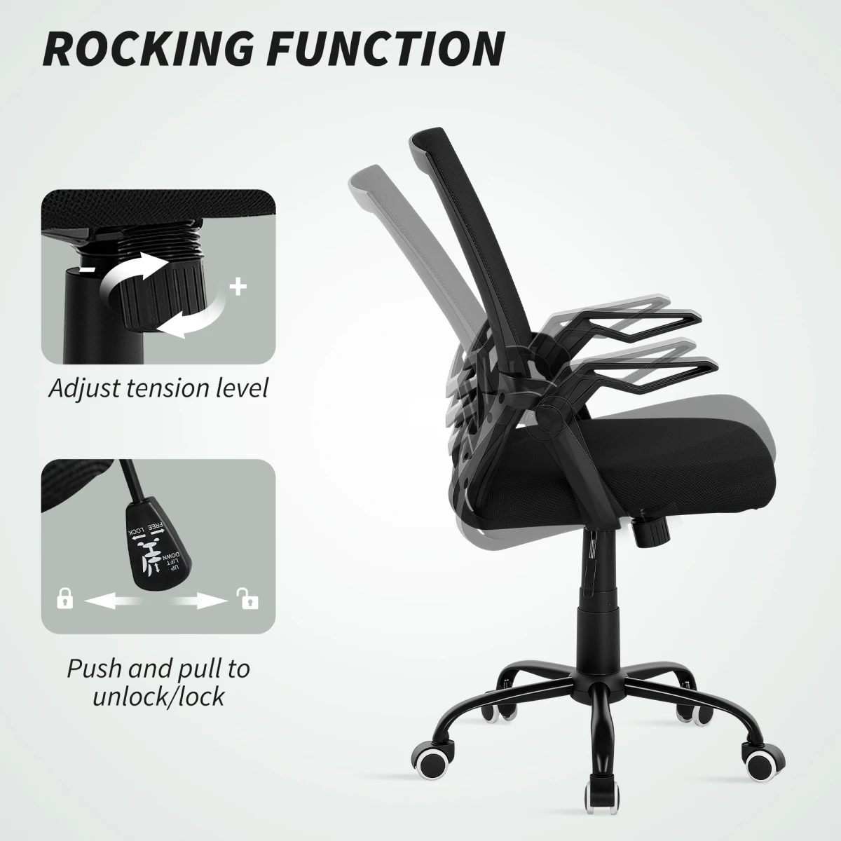 Vinsetto Mesh Swivel Office Chair Ergonomic Lumbar Support by Vinsetto