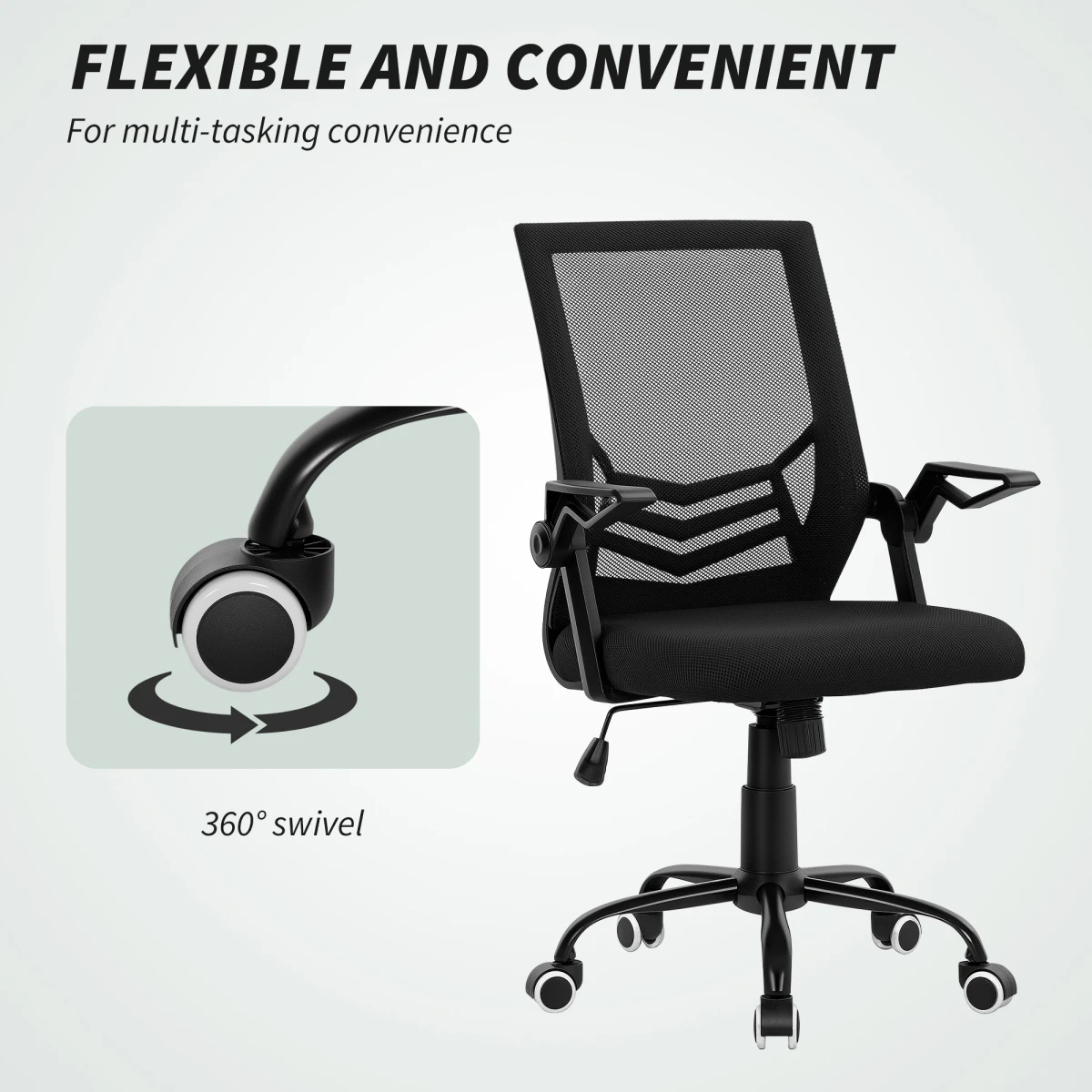 Vinsetto Mesh Swivel Office Chair Ergonomic Lumbar Support by Vinsetto