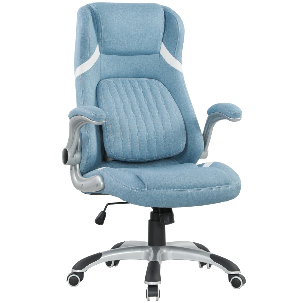 Vinsetto Fabric Office Chair 44 To 52cm Height Adjustable Tilt High Back Flip Armrests Home Office by Vinsetto