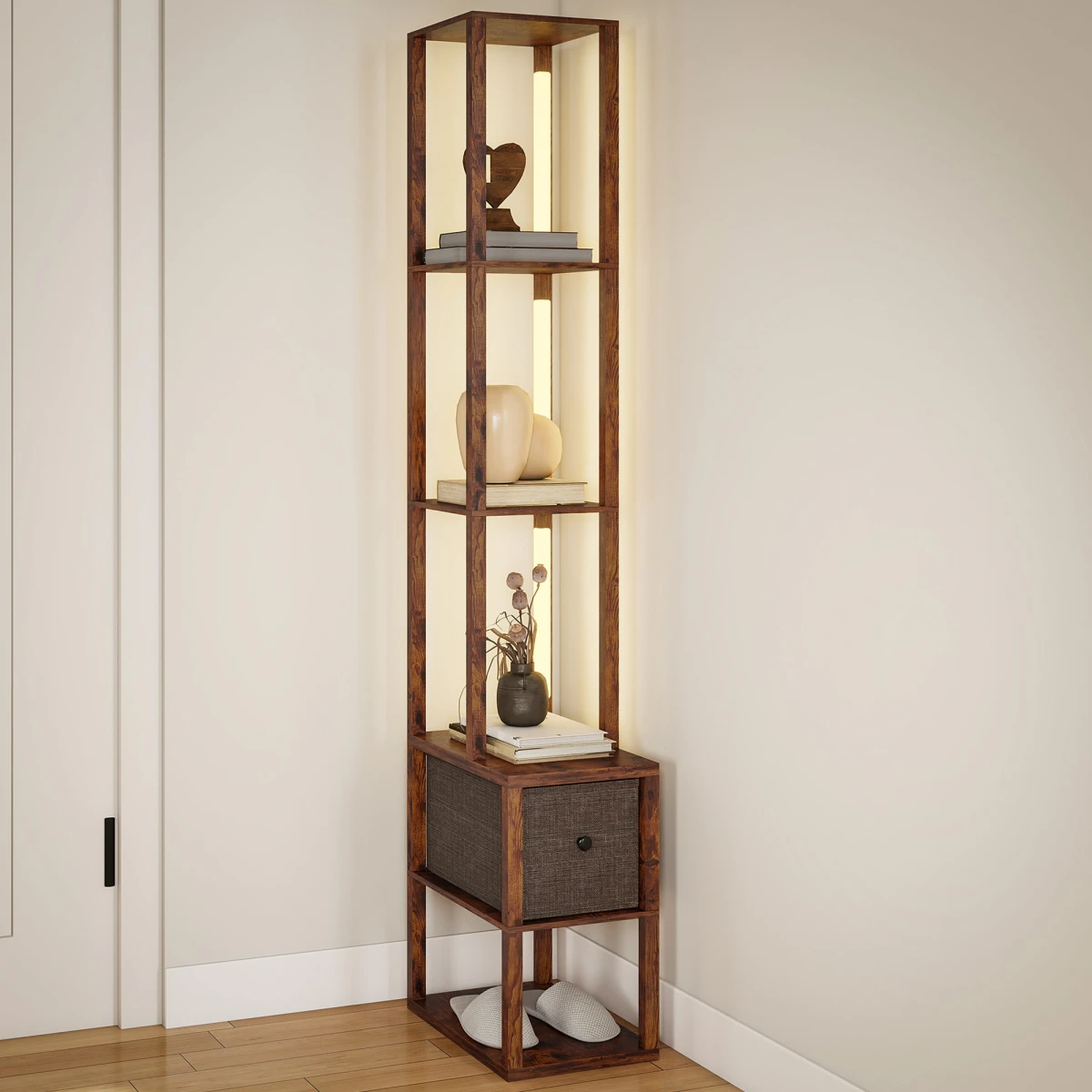 HOMCOM HOMCOM Floor Lamp Tall LED Storage Reading - Lamp