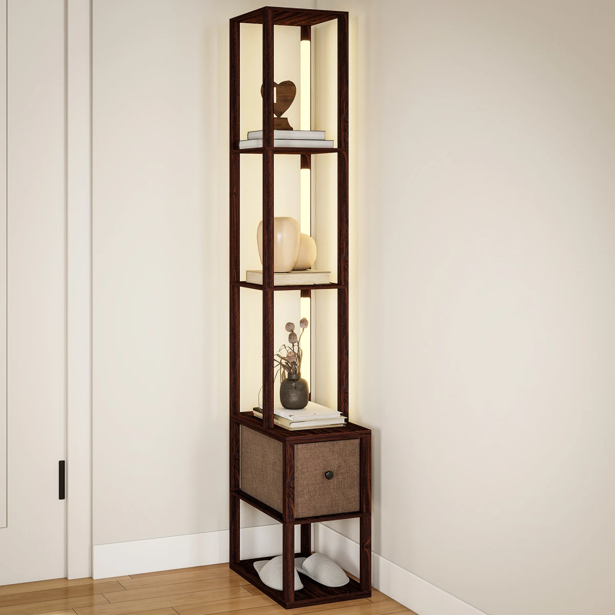 HOMCOM HOMCOM Floor Lamp Tall LED Storage Reading - Lamp