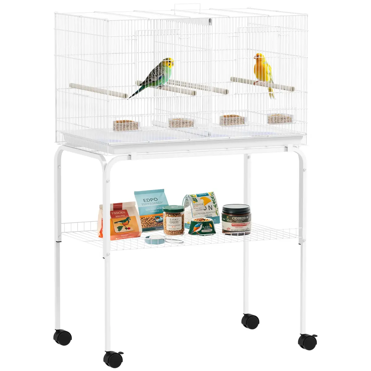 PawHut PawHut Bird Cage with Divider, 4 Wooden Perches, Slide Out Tray - Bird Cage