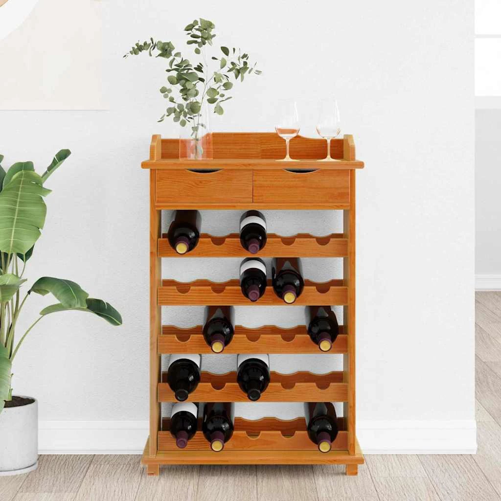 VidaXL Wine Rack 90 X 60 X 30 Cm Solid Pine Wood Storage by vidaXL