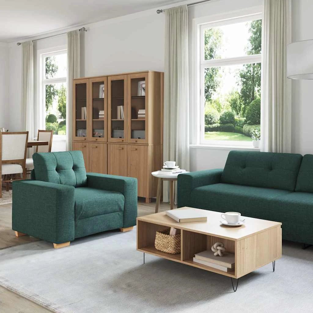 vidaXL VidaXL Sofa Set Three Piece Grey With Box Cushions And Polyester Fabric For Modern Living Room - Sofa