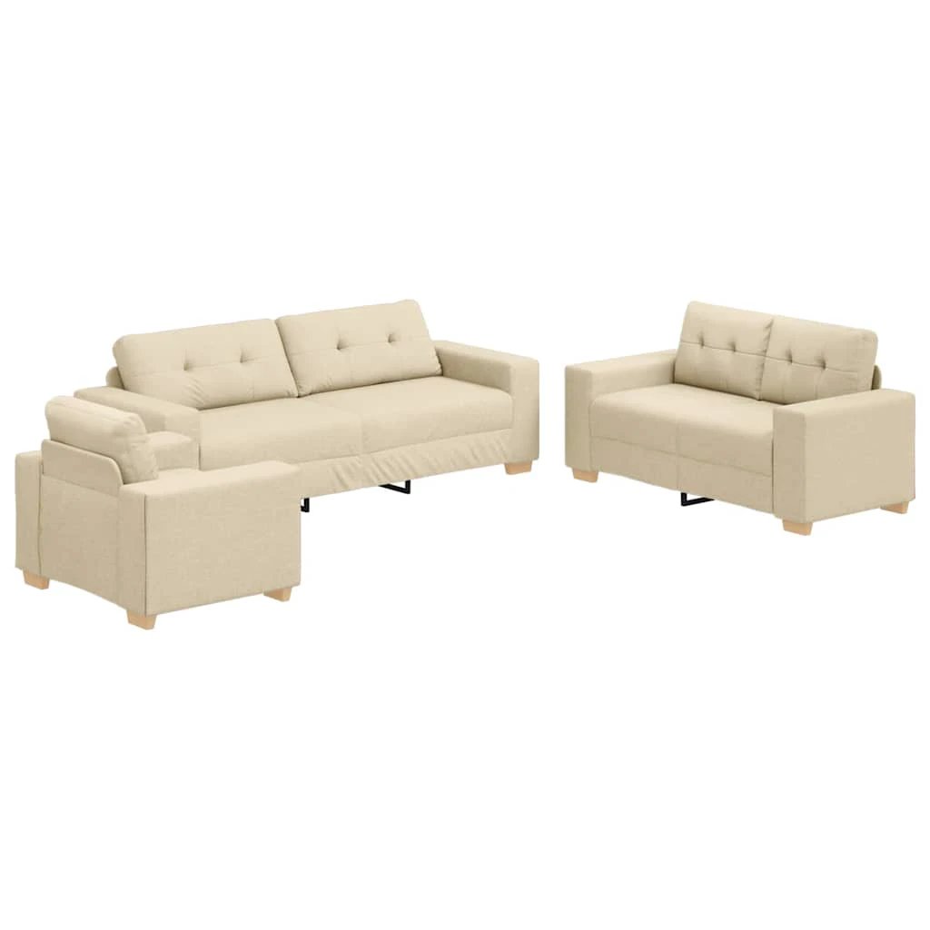 vidaXL VidaXL Sofa Set Three Piece Grey With Box Cushions And Polyester Fabric For Modern Living Room - Sofa