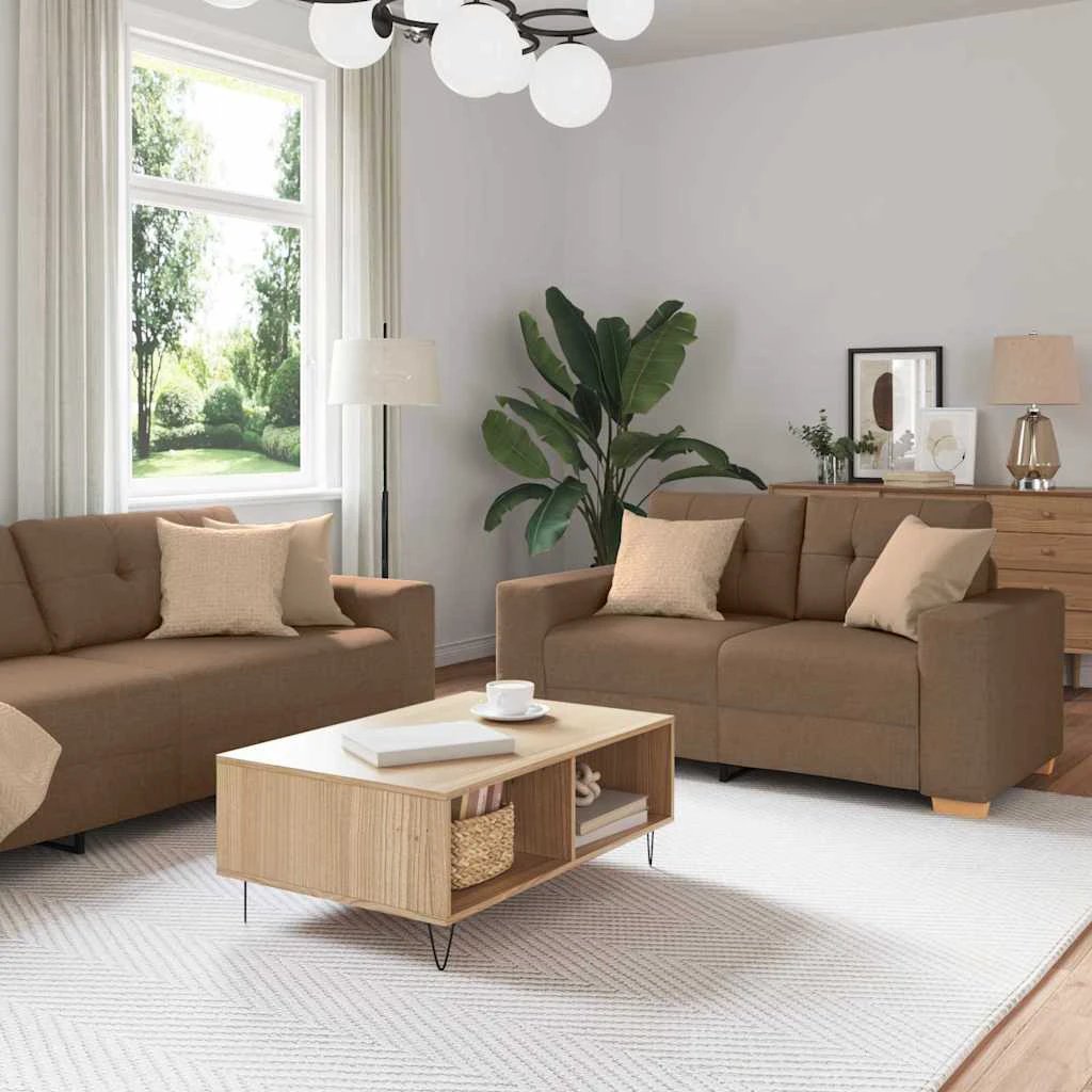 vidaXL VidaXL Sofa Set Three Piece Grey With Box Cushions And Polyester Fabric For Modern Living Room - Sofa