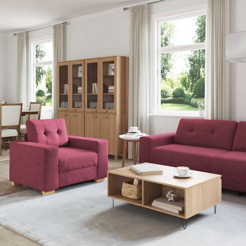 vidaXL VidaXL Sofa Set Three Piece Grey With Box Cushions And Polyester Fabric For Modern Living Room - Sofa