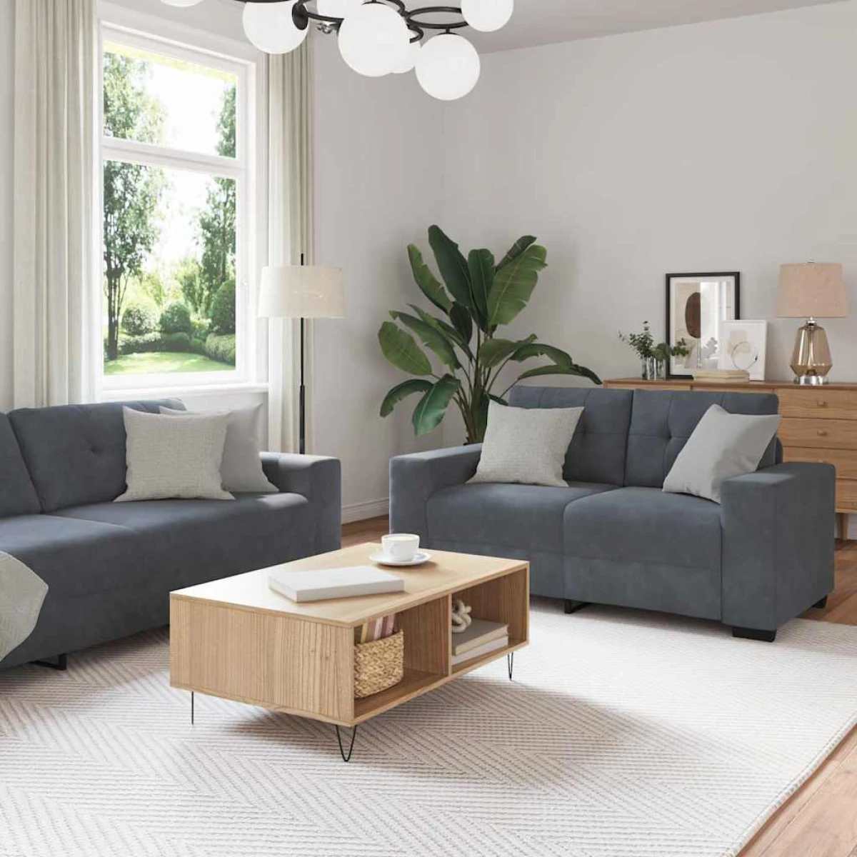 vidaXL VidaXL Sofa Set 221x78x80 Cm Velvet For Living Room - Sofa
