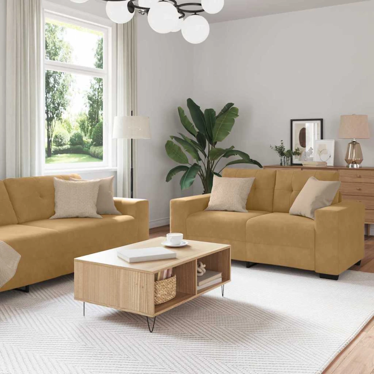 vidaXL VidaXL Sofa Set 221x78x80 Cm Velvet For Living Room - Sofa