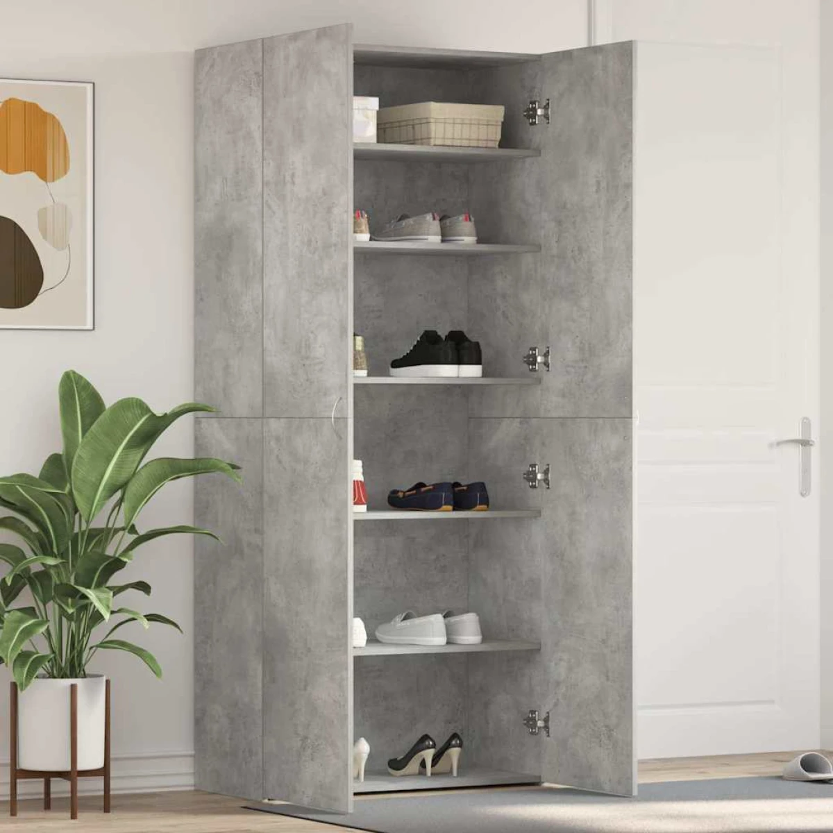 vidaXL VidaXL Shoe Cabinet 80 x 35.5 x 180 cm With Door Engineered Wood Entryway Storage - Shoe Storage